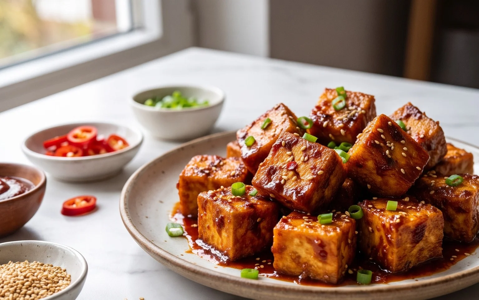 Crispy Gochujang Korean Tofu