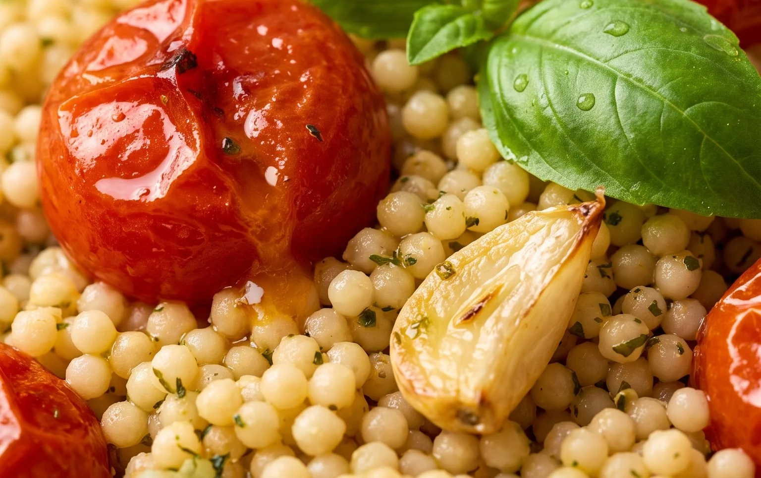 Healthy One-Pan Couscous With Garlic, Tomatoes And Basil
