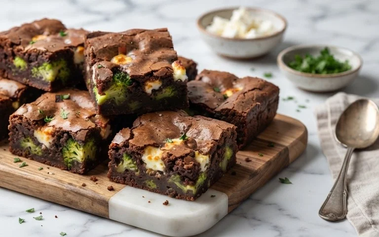 Broccoli and Feta Brownies