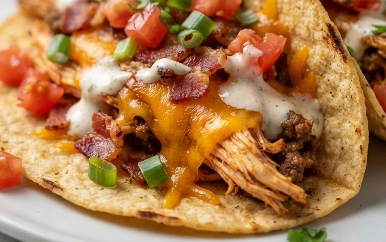 Baked Chicken Beef Bacon Ranch Tacos