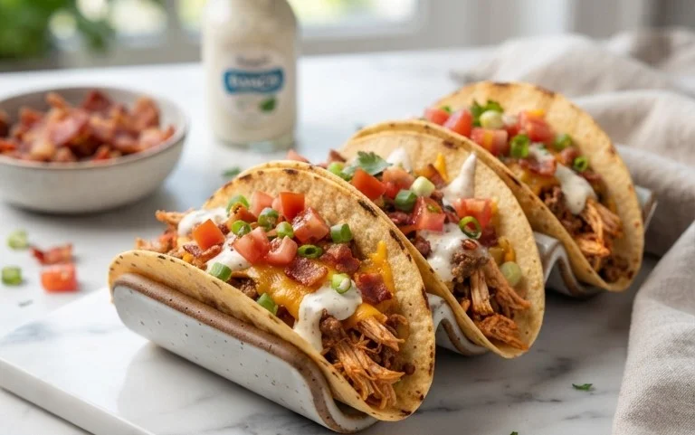 Baked Chicken Beef Bacon Ranch Tacos