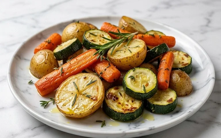 Garlic Herb Roasted Potatoes Carrots and Zucchini