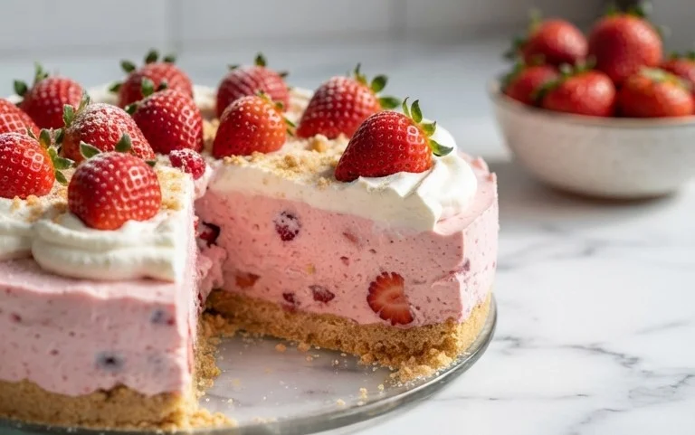 3 Ingredient No Bake Strawberry Cloud Cake
