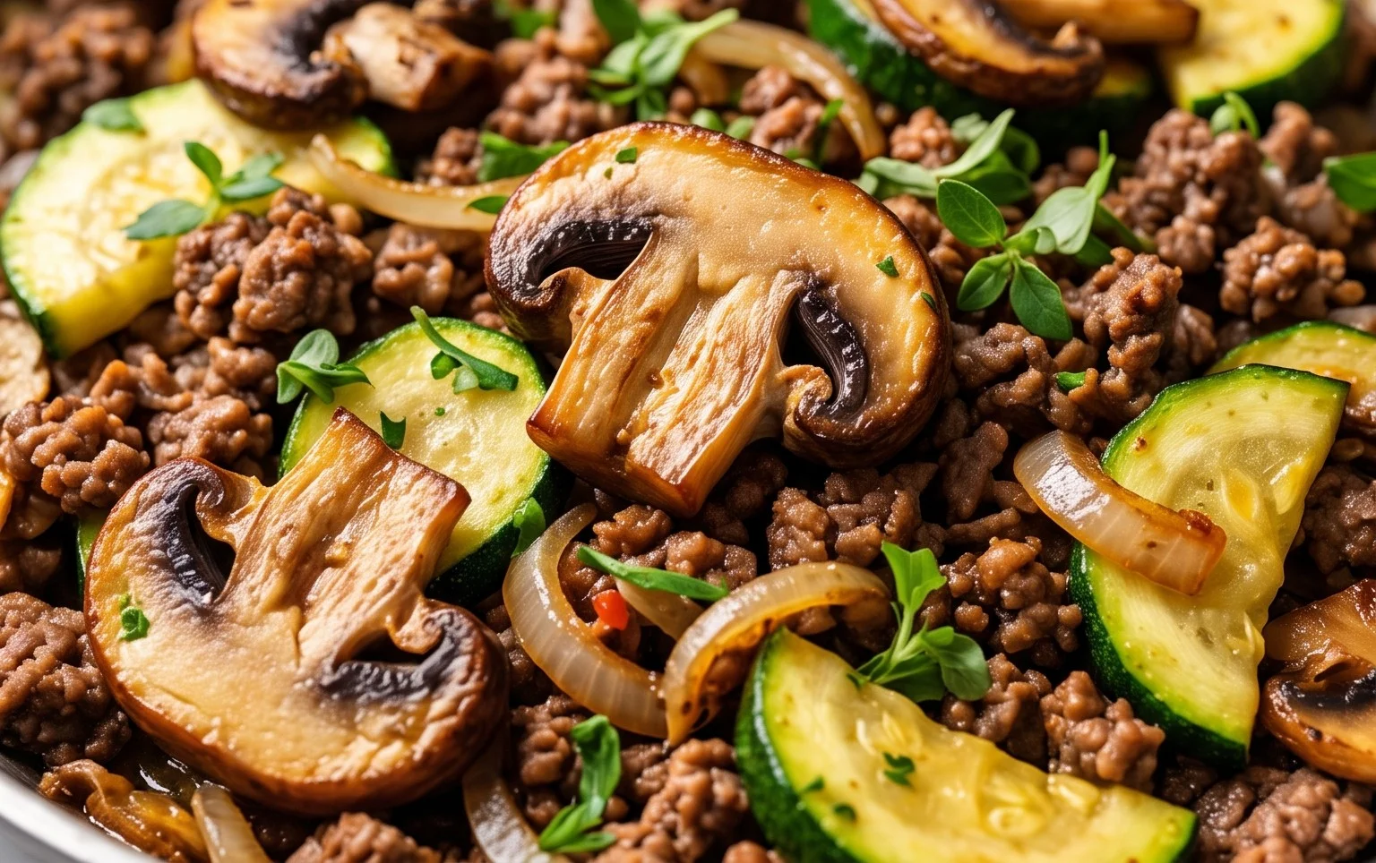 Zucchini-Cbeef hampignonpfanne