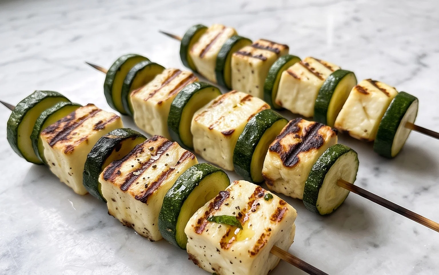Halloumi Zucchini Spieße Vom Grill: Sommerlich, Lecker & Vegetarisch