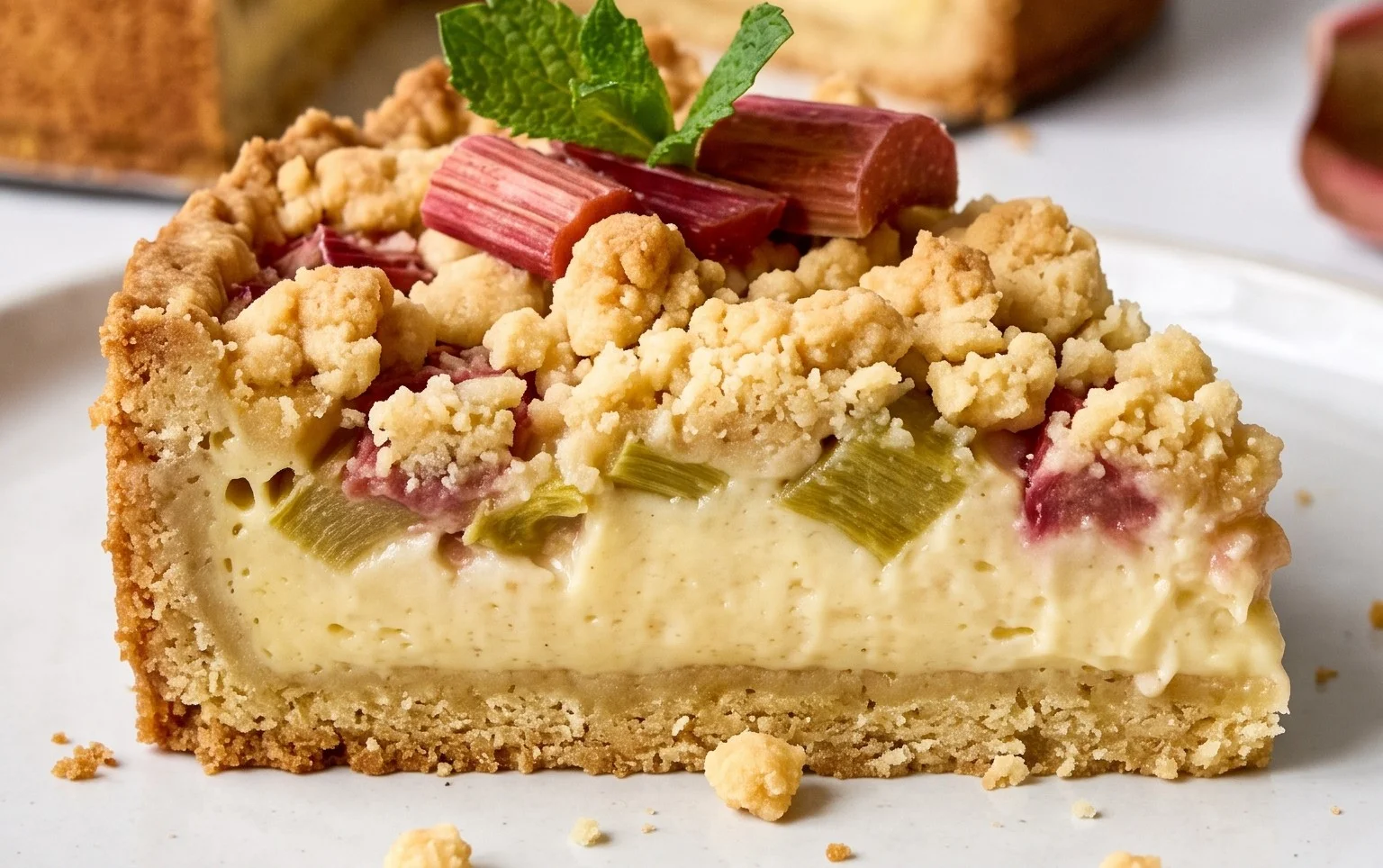 Rhabarberkuchen mit Pudding und Streuseln – wie von Oma