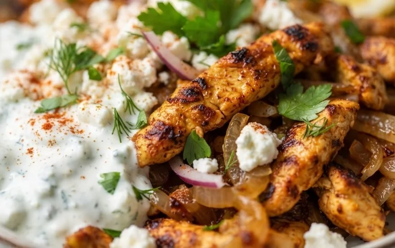 Mediterranes Hähnchen-Gyros mit Feta-Tzatziki genießen!