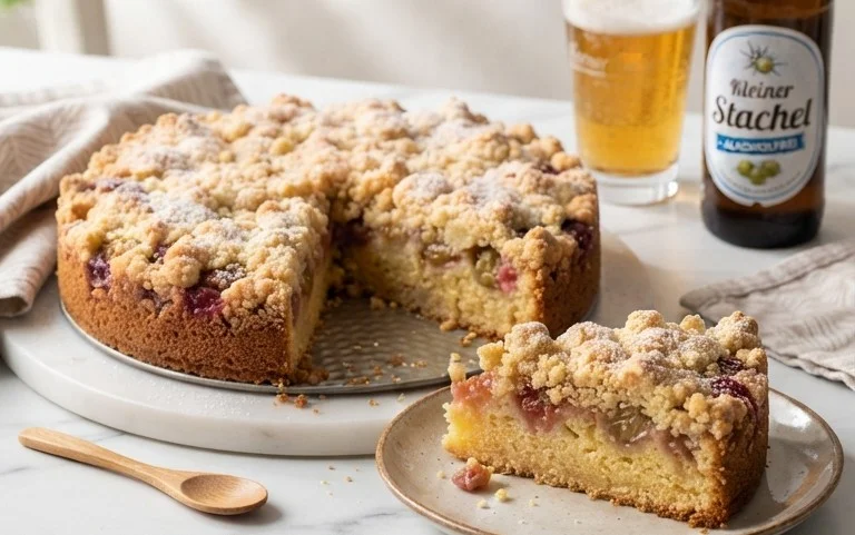 Kleiner Stachelnon-alcoholic beer- Streuselkuchen