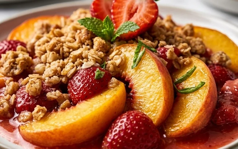 Peach & Strawberry Crisp