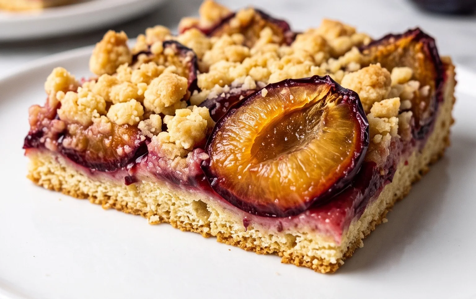 Rezept für Streusel-Pflaumenkuchen vom Blech mit Hefeteig