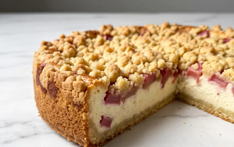 Rhabarber Quarkkuchen mit Butterstreuseln